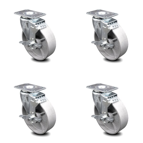 5 Inch Semi Steel Wheel Swivel Top Plate Caster Set with Brake